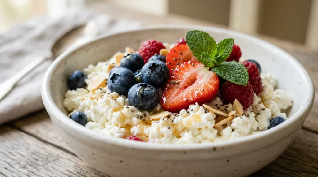 Bol de Cottage Cheese aux Fruits